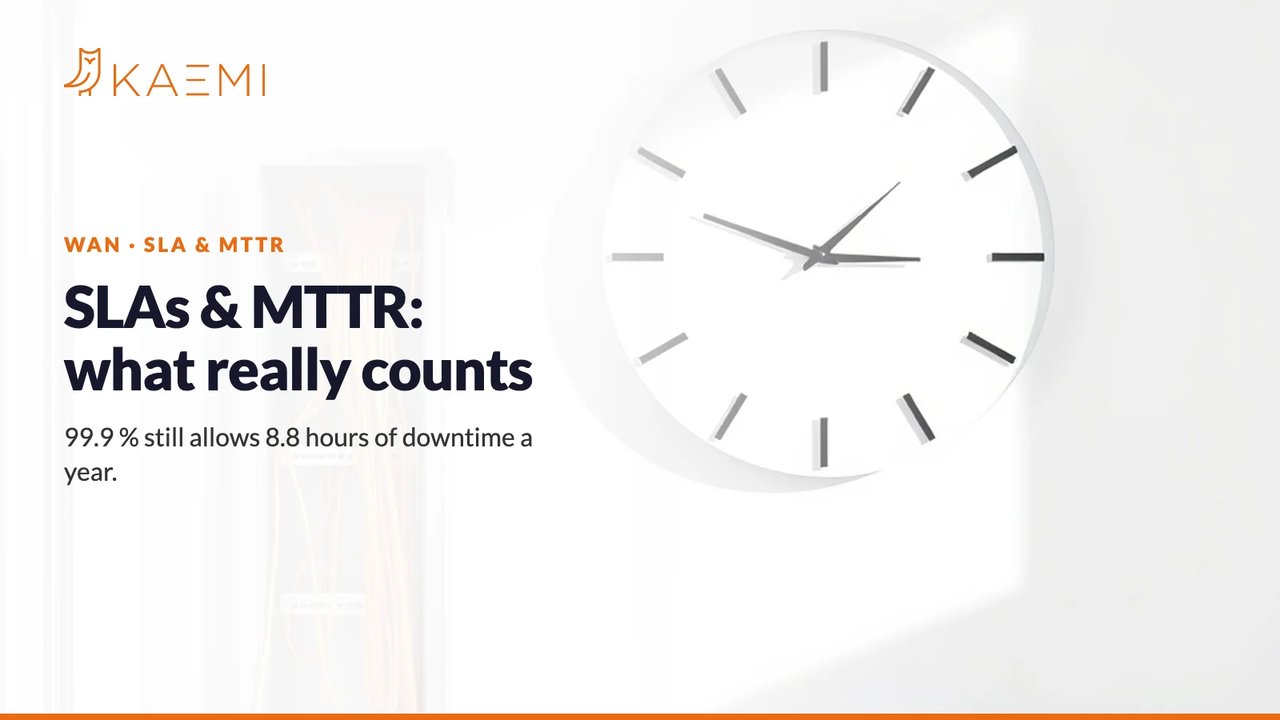 Minimalist wall clock beside network cabling – WAN SLAs and MTTR