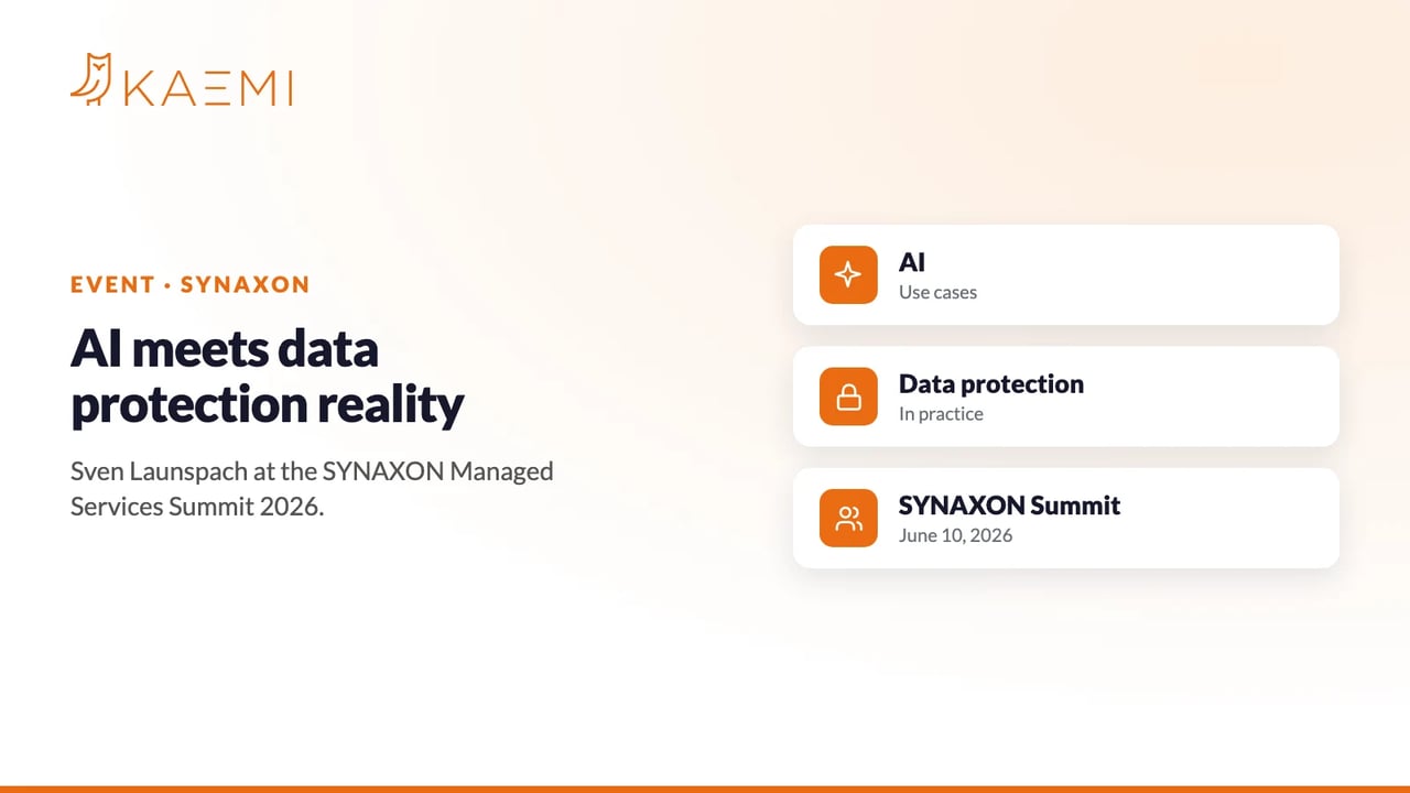 AI meets data protection reality: Sven Launspach speaks at the SYNAXON Managed Services Summit 2026 (KAEMI)