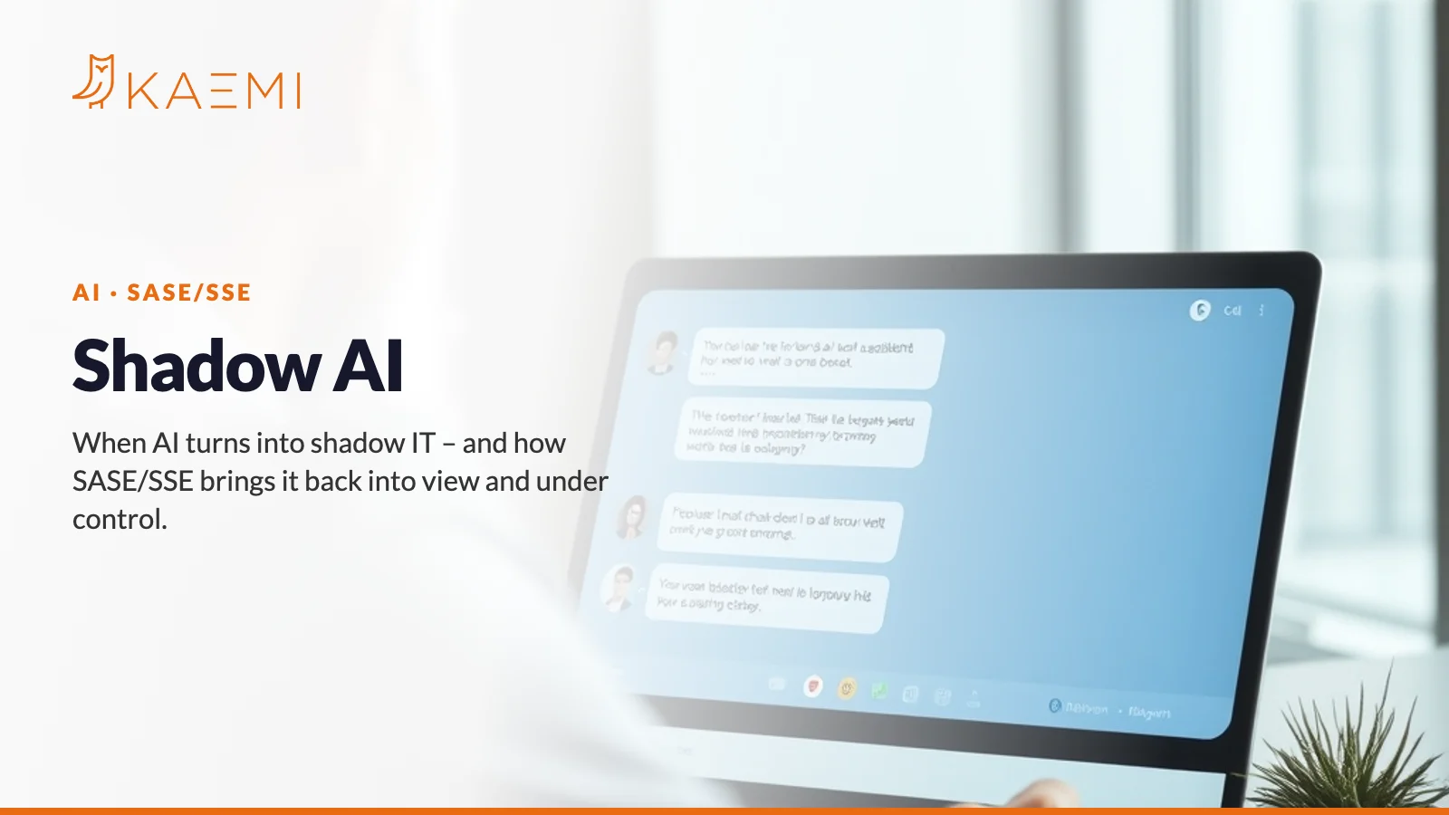 Person using an AI chat service on a laptop in a bright office — an image for Shadow AI