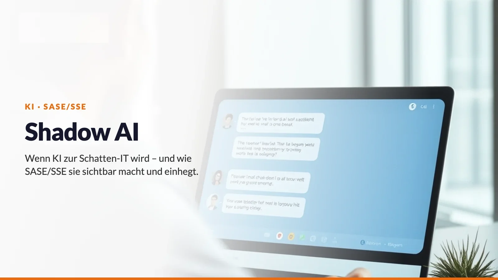 Person nutzt am Laptop einen KI-Chatdienst im hellen Büro – Sinnbild für Shadow AI