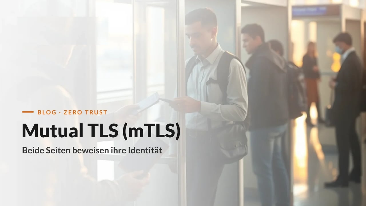 Passkontrolle am Grenzübergang: beide Seiten prüfen die Identität, Sinnbild für gegenseitige Authentifizierung mit Mutual TLS (mTLS)