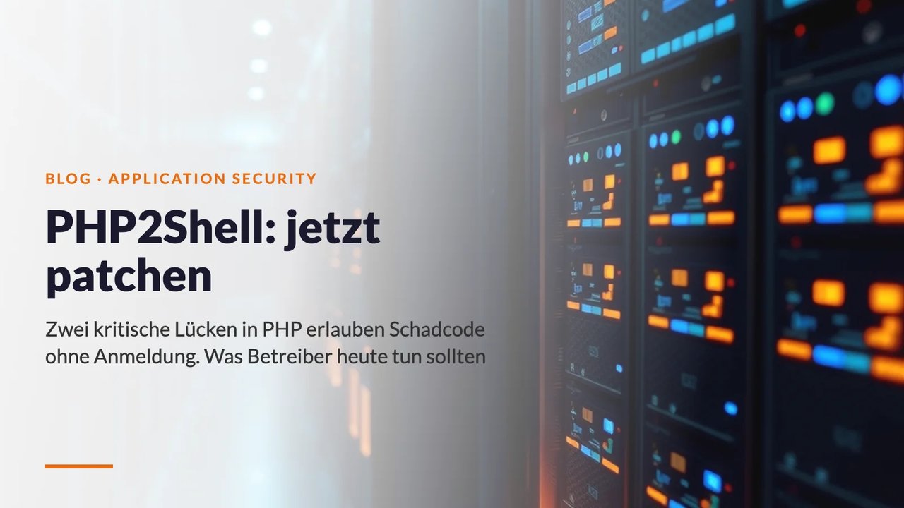 Server-Racks im Rechenzentrum mit orange leuchtenden Statusanzeigen: PHP2Shell, jetzt patchen