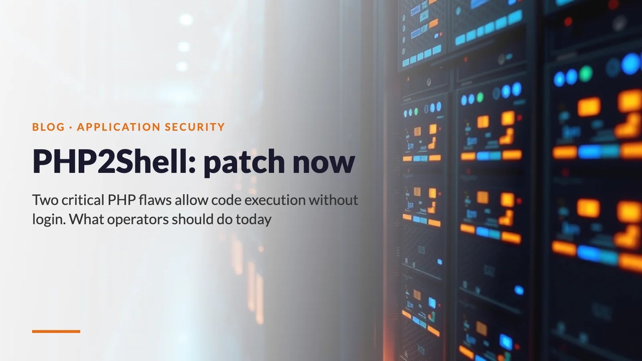 Server racks in a data center with orange status lights: PHP2Shell, patch now