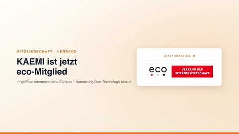 KAEMI ist Mitglied im eco – Verband der Internetwirtschaft: eco-Logo auf einer Mitglieds-Karte (KAEMI)