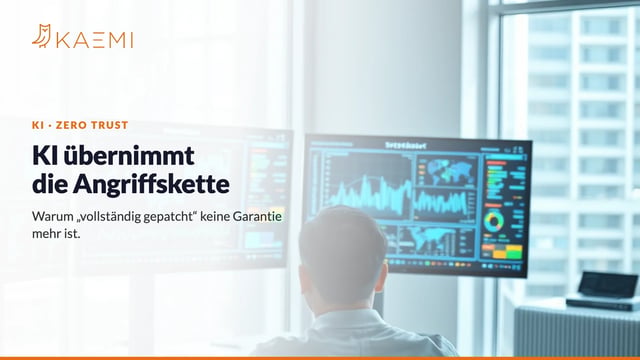 Person am Arbeitsplatz vor Security-Dashboards – Wenn KI die Angriffskette übernimmt