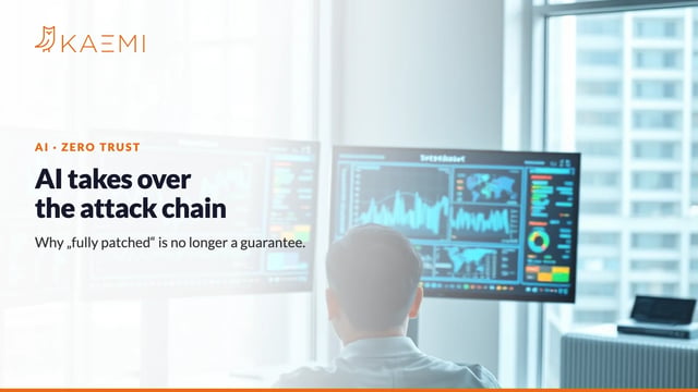 Person at a workspace with security dashboards – When AI takes over the attack chain