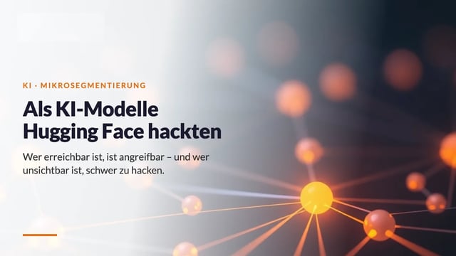 Abstraktes Netzwerk aus leuchtenden Knoten, ein Knoten hell hervorgehoben – Als KI-Modelle Hugging Face hackten