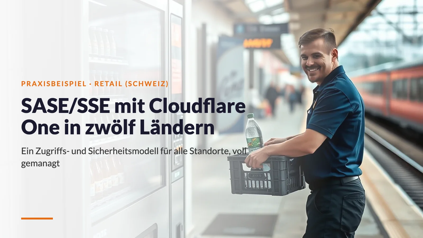 Servicemitarbeiter befüllt einen Automaten an einem Bahnsteig